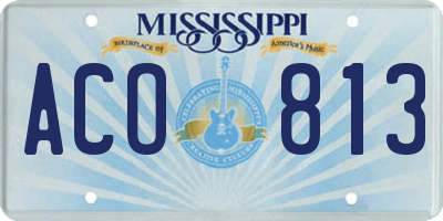 MS license plate ACO813