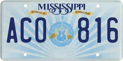 MS license plate ACO816