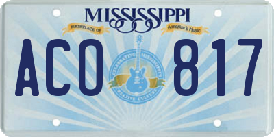 MS license plate ACO817