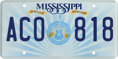 MS license plate ACO818