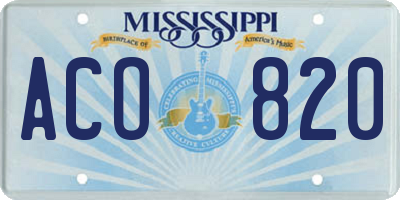 MS license plate ACO820