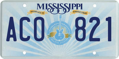 MS license plate ACO821