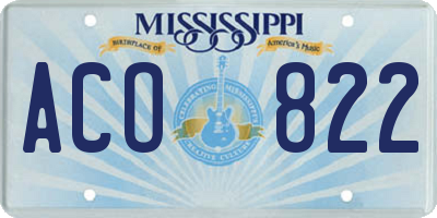 MS license plate ACO822