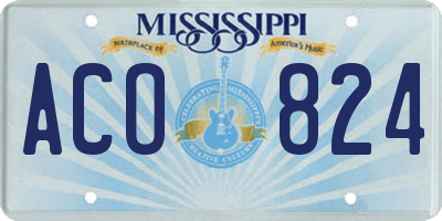 MS license plate ACO824