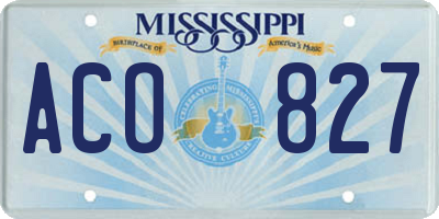 MS license plate ACO827