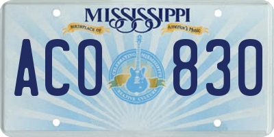 MS license plate ACO830