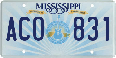 MS license plate ACO831