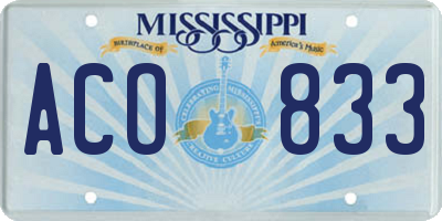 MS license plate ACO833