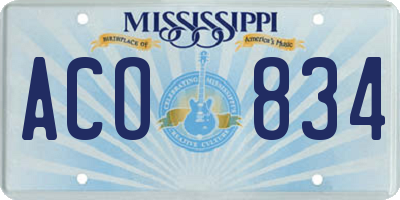 MS license plate ACO834