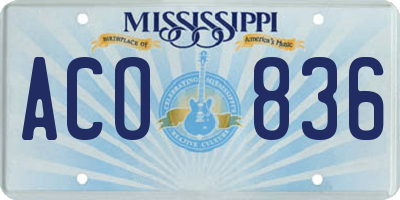 MS license plate ACO836