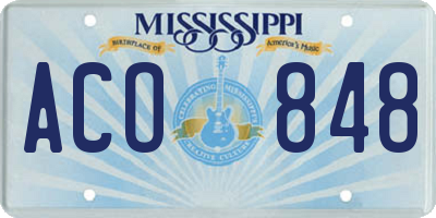 MS license plate ACO848