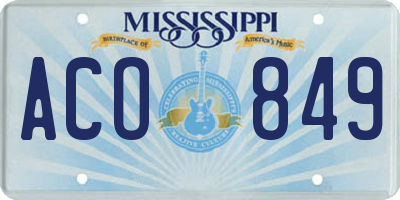 MS license plate ACO849