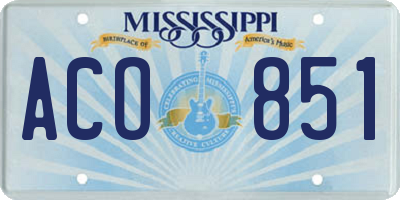 MS license plate ACO851