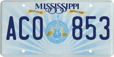 MS license plate ACO853