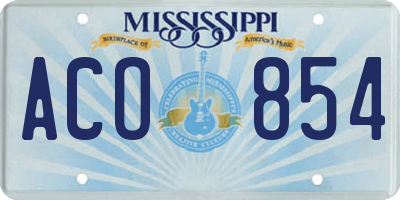 MS license plate ACO854