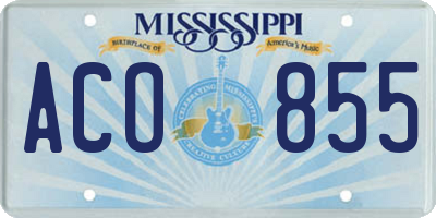 MS license plate ACO855