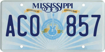 MS license plate ACO857