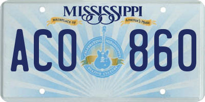 MS license plate ACO860
