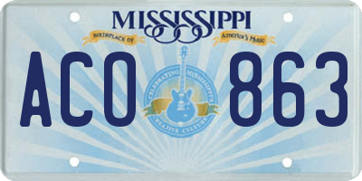 MS license plate ACO863