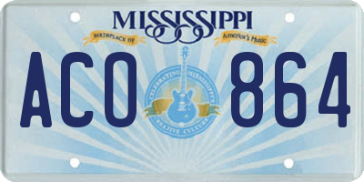 MS license plate ACO864