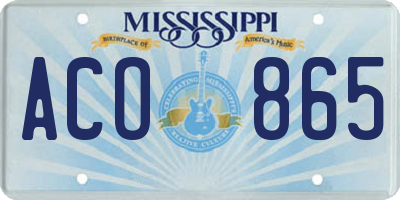 MS license plate ACO865