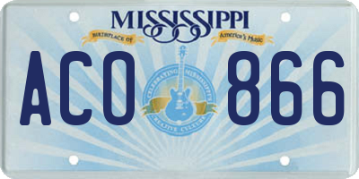 MS license plate ACO866