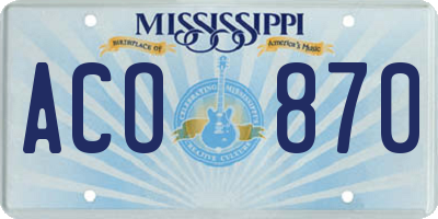 MS license plate ACO870