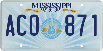 MS license plate ACO871