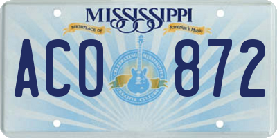 MS license plate ACO872