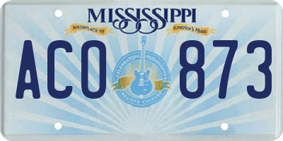 MS license plate ACO873