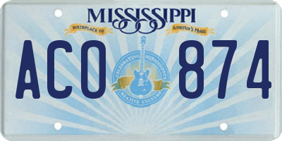 MS license plate ACO874