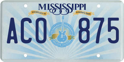 MS license plate ACO875