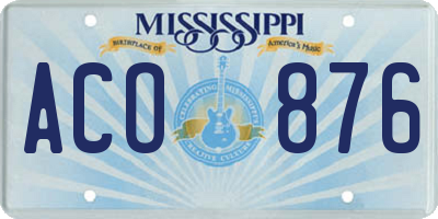 MS license plate ACO876