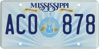 MS license plate ACO878