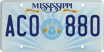 MS license plate ACO880