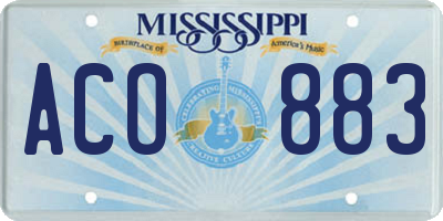 MS license plate ACO883