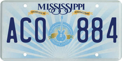 MS license plate ACO884