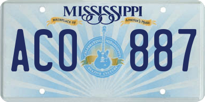 MS license plate ACO887