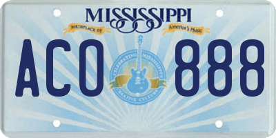 MS license plate ACO888