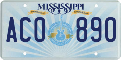 MS license plate ACO890