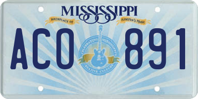 MS license plate ACO891