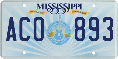 MS license plate ACO893