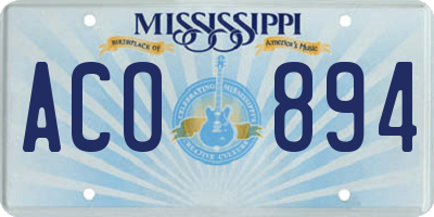 MS license plate ACO894