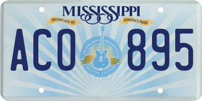 MS license plate ACO895