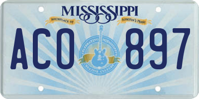 MS license plate ACO897