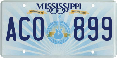 MS license plate ACO899