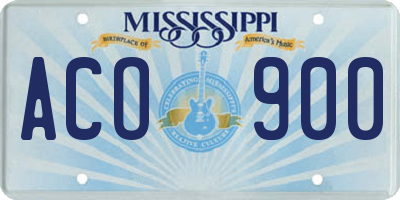 MS license plate ACO900