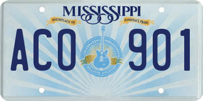 MS license plate ACO901
