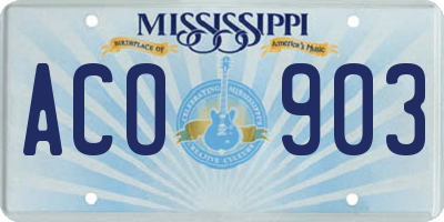 MS license plate ACO903