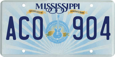 MS license plate ACO904